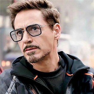 Trendy Iron man style Transparent shades silver frame sunglasses for men