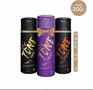 Tone Body Spray - Attraction For Him, Royalty For Her And Luxury For Him Body For Spray - Body Spray For Men And Women - Fragrance For Unisex - Long Lasting - Perfumes For - Combination Of 3 In 1 - Refreshing Body Spray For Sports, Offices (pack Of 3) (2