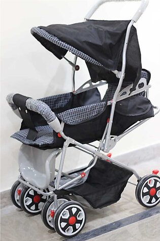 Kids Baby Pram Stroller Adjustable Seat 6 Wheel Stroller With Basket