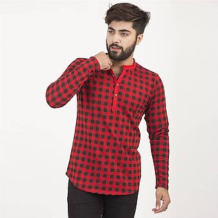 Pz Full Sleeves Red Check Tshirt For Men