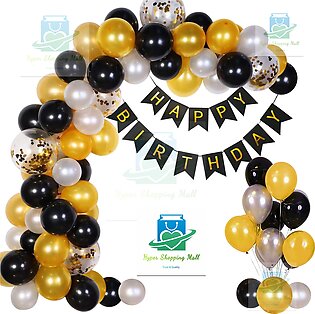 41 Pcs Happy Anniversary Decoration Combo Set ( Black, Gold, Silver ) -including Black Happy Anniversary Banner, 36 Latex Balloons ( Black, Gold, Silver), 4 Confetti Balloons Best For Happy Anniversary Theme