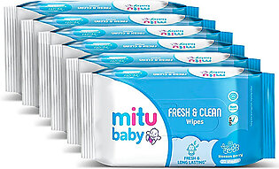 Mitu Baby Wet Wipes For Baby - Wet Tissue - Wipes For Baby - Wipes For Face - Soft Moisture Wipes For Baby - Wet Tissue Wipes For Face - Mitu Baby Fresh And Clean Wipes (blue Berry) (20 Sheets)