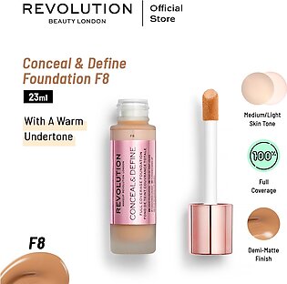 Makeup Revolution London - Conceal & Define Full Coverage Foundation F8