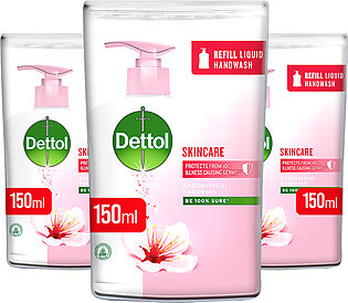 Dettol Liquid Hand Wash Refill Antibacterial Germ Protection Skincare 150ml - Pack of 3
