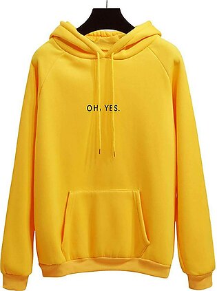 Oh Yes Cotton Fleece Yellow Hoodie For Unisex