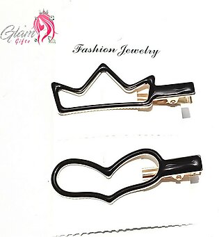 Pair of Crown Heart Metal Hair Pins for Girls Candy Colour  Trendy Hair Accessories