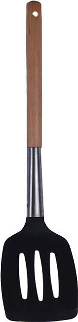 Slotted Spatula Turner Plastic With Wooden Handle