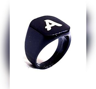 Black A Logo Metal Ring For Men - Fashion Infinity
