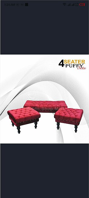 Customize  Sofa 4 Seater  Puffy Sets Red Valvid SPECIAL OFFER