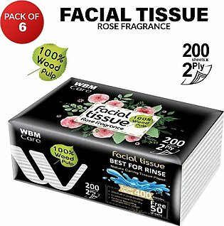 ( Pack Of 6) Wbm Facial Tissue With Rose Fragrance - Ultrasoft Tissue Box For Car