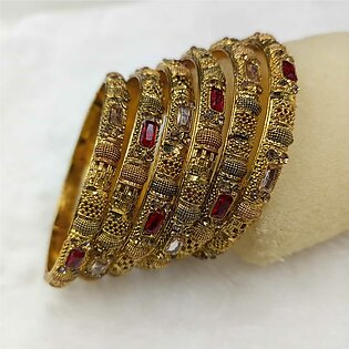New Design Gold Plated Bangles With Gift Box (Pack Of 2)