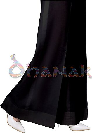 DHANAK - Solid Bell bottom trousers for Women Simple in Winter Cotton - Black - BBS01