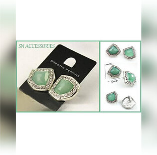 Gem Stone Dorothy Perkins Emerald Stone White Crystal Studs Earrings