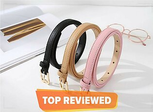 Metal Buckle Ladies Belts For Dresses High Quality Leather Thin Female Waist Belt Straps Black White Belt Waistband For Women