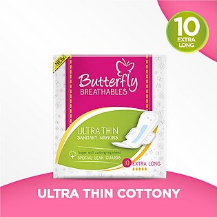 Butterfly Breathables Ultra-thin Cottony Sheet Sanitary Pads Extra Long 10 Pcs