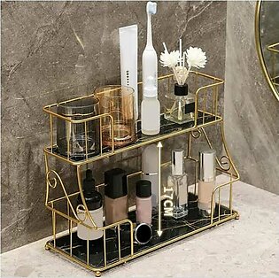 Creative Bathroom Vanity Tray Makeup Storage Rack Organizer Metal Skin Care