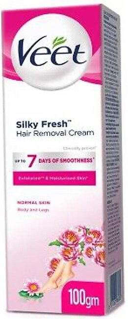 Veet Silky Fresh Hair Removal Cream For Normal Skin With Moisturizing Lotus Flower Extract 100gm