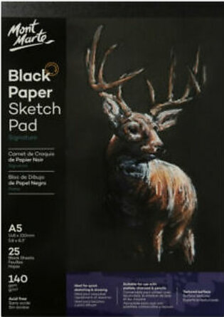 Mont Marte Sketch Pad Black Paper A5 140gsm 25 Sheet