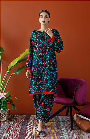 Orient Unstitched 2 Piece Printed Khaddar Shirt And Khaddar Pant For Woman And Girls - Colour: Black -design Code: Nrds-23-153/u Black - Collection: Orient Winter Vol. I 2023 - Collection: Winter Vol. I 2023