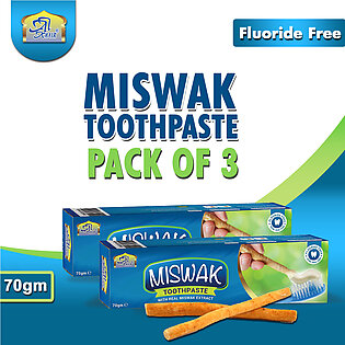 AL khair Miswak Toothpaste  - Pack of 3  70gm  Fluoride freewith Real Miswak Extract  Herbal Toothpaste