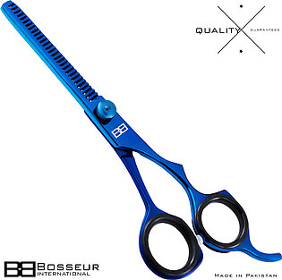 Electric Blue High Carbon Steel Thinning Scissors 6.5” Hairdressing Razor Shears Professional Salon Barber Haircut Scissors