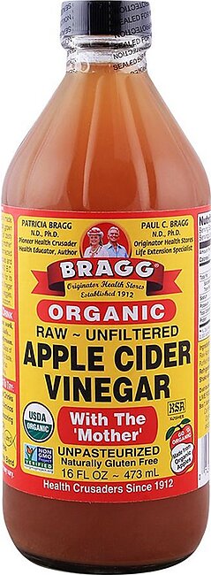 Bragg Apple Cider Vinegar 473ml (USA, Organic, Raw, Unfiltered, Gluten Free, with Mother)