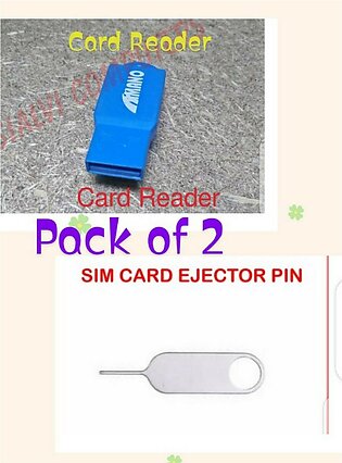 Pack of 2, Card reader, Micro SD card reader, Simcard ejector pin