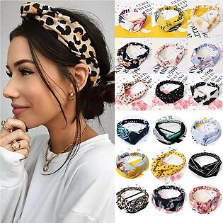 2pc Women Headband Vintage Cross Knot Elastic Hair Bands Soft Solid Hairband Girls Hair Accessories
