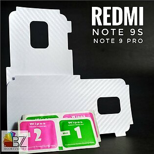Pack Of 2 - Redmi Note 9s / Note 9 Pro - Carbon Fiber Back Skin Wrap - Back Carbon Sheet - Anti Scratch - Anti Slip - With Cleaning Wipes