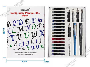 SINOART 25pcs Includes Calligraphy Pens,Calligraphy Nibs,Ink Cartridges and Exercise Workbook Calligraphy Pen Set for Calligraphy kit