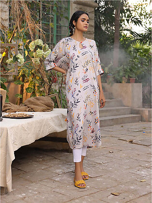 Salitex Stitched 1 Piece Printed Kurta Shirt For Girls And Women Cotton Satin Ready To Wear - Collection: Casual Pret - Design Sku: Cp-w22-a-013xs