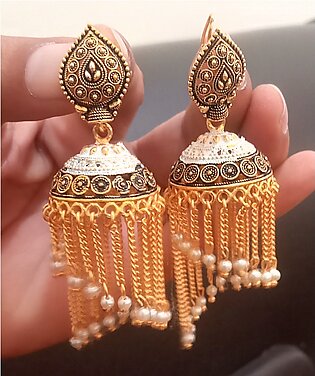 Golden Hoop Earring. Same Gold Design. Long Earring.earring Jomki Style