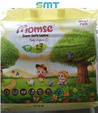 Momse Diapers Mega Pack Size 2no Small 4-8kg (90 Pcs Pack)