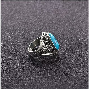 Retro Hollow Stone Rings For Women Tibetan Silver Plated Turkish Ring Vintage Wedding Jewelry