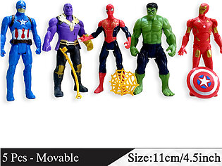 5 Pcs Set - Action Figures Small Toys Movable - Size 11cm / 4.5 inch