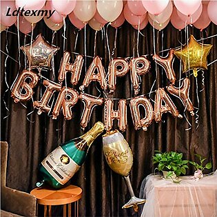 Rose Gold Happy Birthday Foil Balloon - Birthday Decorations Balloon For Children Adult Air Balloons Foil Letter Balloons