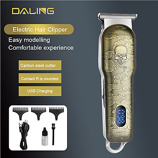 Daling Dl-1327 Hot Custom Logo Gold Digital Display Hair Clipper Rechargeable Hair Clipper Professional Cutting Hair Trimmer For Men
