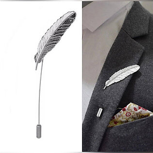 Leaves Lapel Pin Men Women Boutonniere Stick Suit Brooch Silver