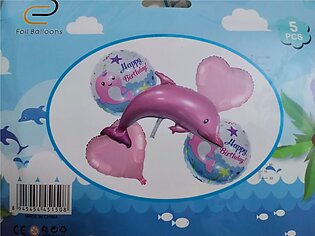 1pcs Dolphin Foil Balloon 2pcs Printed Circle Foil Balloon 2pcs Purple Heart Foil Balloon