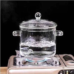 Techmanistan Heat Resistant Clear Glass Pot, Stovetop Glass Cooking Pot With Lid, Clear Pots For Cooking, Glass Soup Porridge Pot Microwave Glass Pan