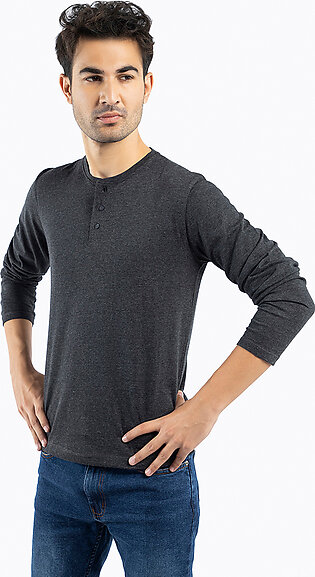 Select by Daraz  - Full Sleeves T shirt For Men & Boys (Henley) -  Grey