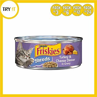 Friskies Shreds With Turkey & Cheese Dinner in Gravy Wet Cat Food - 156gm