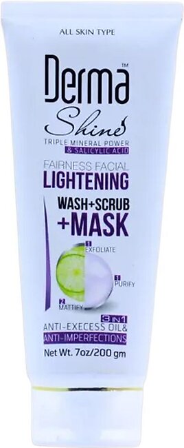 Derma Shine Face Wash + Scrub And Mask (3 In 1) 200 Ml.