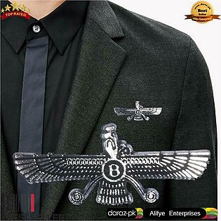 Fashion Lapel Pin Brooch - Bently Eagle B Lapel Pin Men Women's Dress Coat Party Style Badge - Silver
