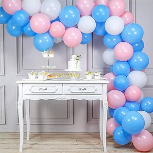 Pack Of 50 Latex Balloons (20 Blue, 15 White And 15 Baby Pink) For Happy Birthday Theme, Weddings, Baby/bridal Shower, Anniversary, Welcome Party Decoration , Kids Party Balloons For Happy Birthday