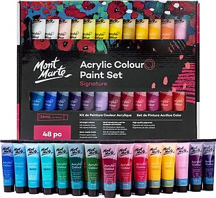 Mont Marte Acrylic Paint Set, 48 X 1.02oz (36ml) Tubes, 48 Colors, Suitable For Most Surfaces Including Canvas, Card, Paper And Wood