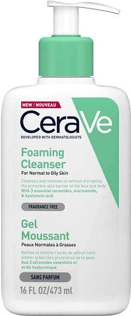 Cerave Foaming Cleanser For Normal To Oily Skin With Hyaluronic Acid 473ml