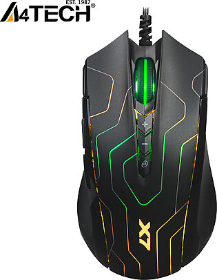 A4tech X89 Oscar Neon Gaming Mouse - 2400 DPI Adjustable - Neon Lighting Effects - 1 ms Response - 3 Modes Office/Gaming/Multimedia - Maze Neon Lighting Effect