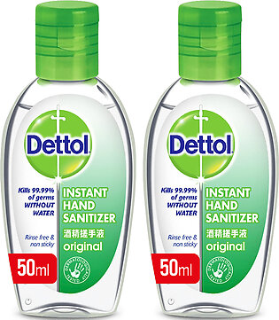 Dettol Hand Sanitizer Antibacterial Germ Protection Original 50ml - Pack of 2