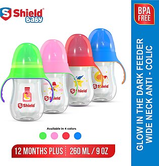 Shield - Glow In The Dark Feeder 260ml With Handle, Bpa Free And Anti-colic - Multicolor